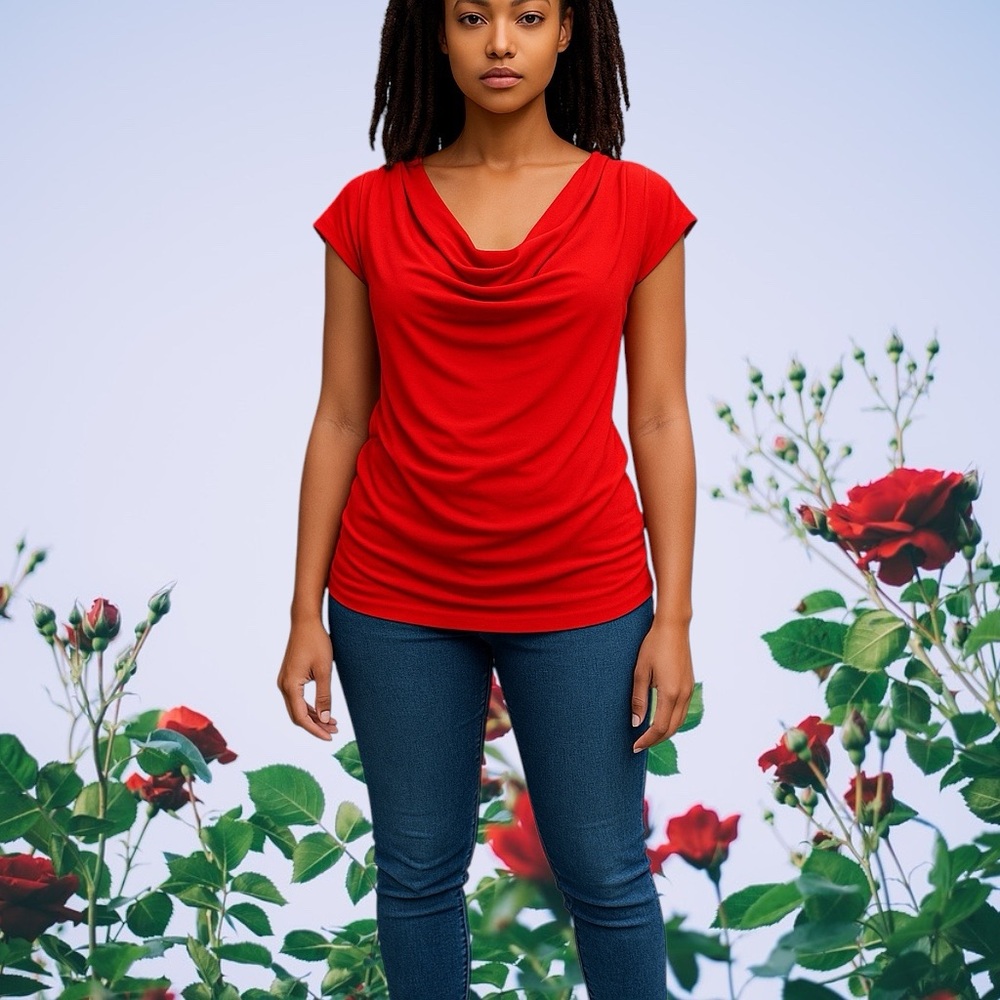 Grace stretchy Elegant Red Women's Top